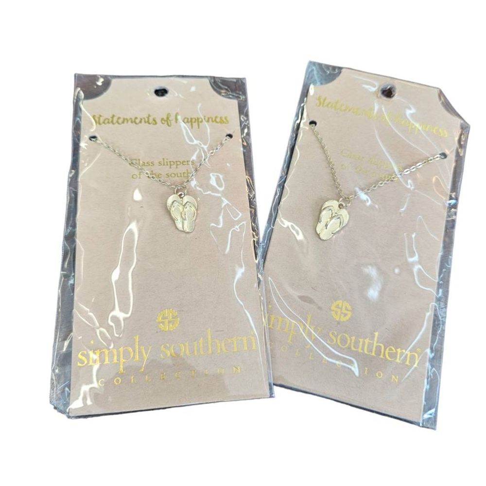 Nip Simply Southern Set Of 2 Goldtone Flip Flop 1… - image 1